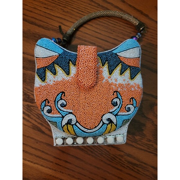 Mary Frances Beaded Cat Handbag  6 1/2 x 6-1/2 NWOT - Picture 5 of 9